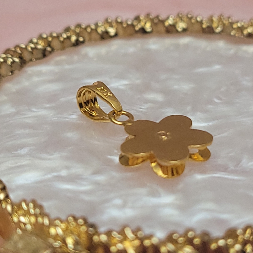 Flower Pendant only in Solid Gold 21K - Picture 5 of 10